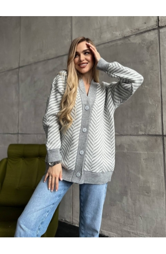 Кардиган Nataly Сірий-молочний