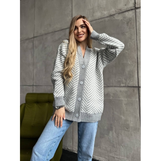 Кардиган Nataly Сірий-молочний