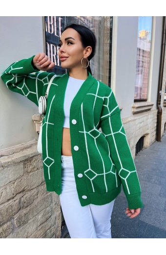 Кардиган Sunset Зелений-білий