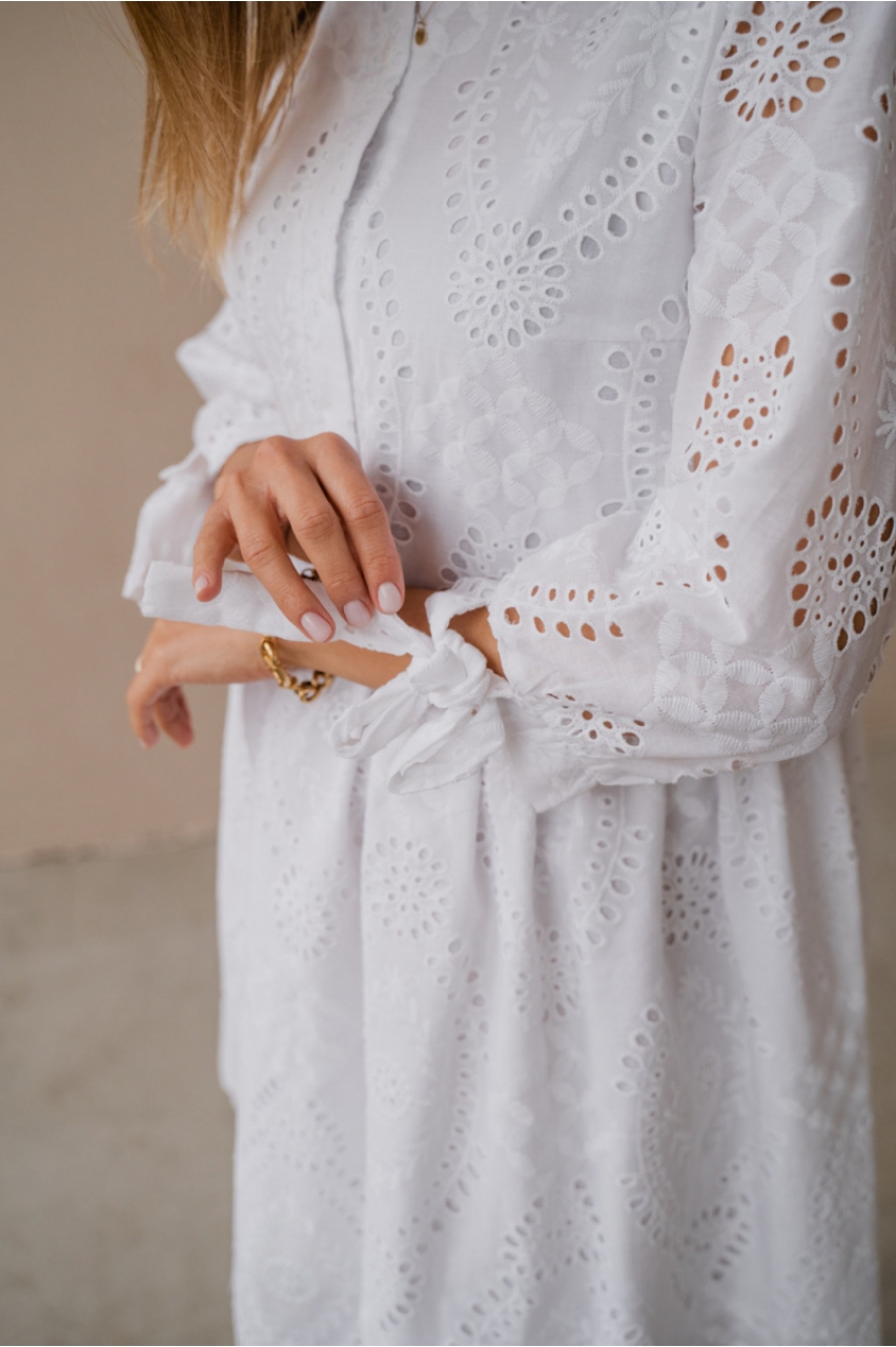 Сукня з зав'язками на рукавах 19117 Білий
