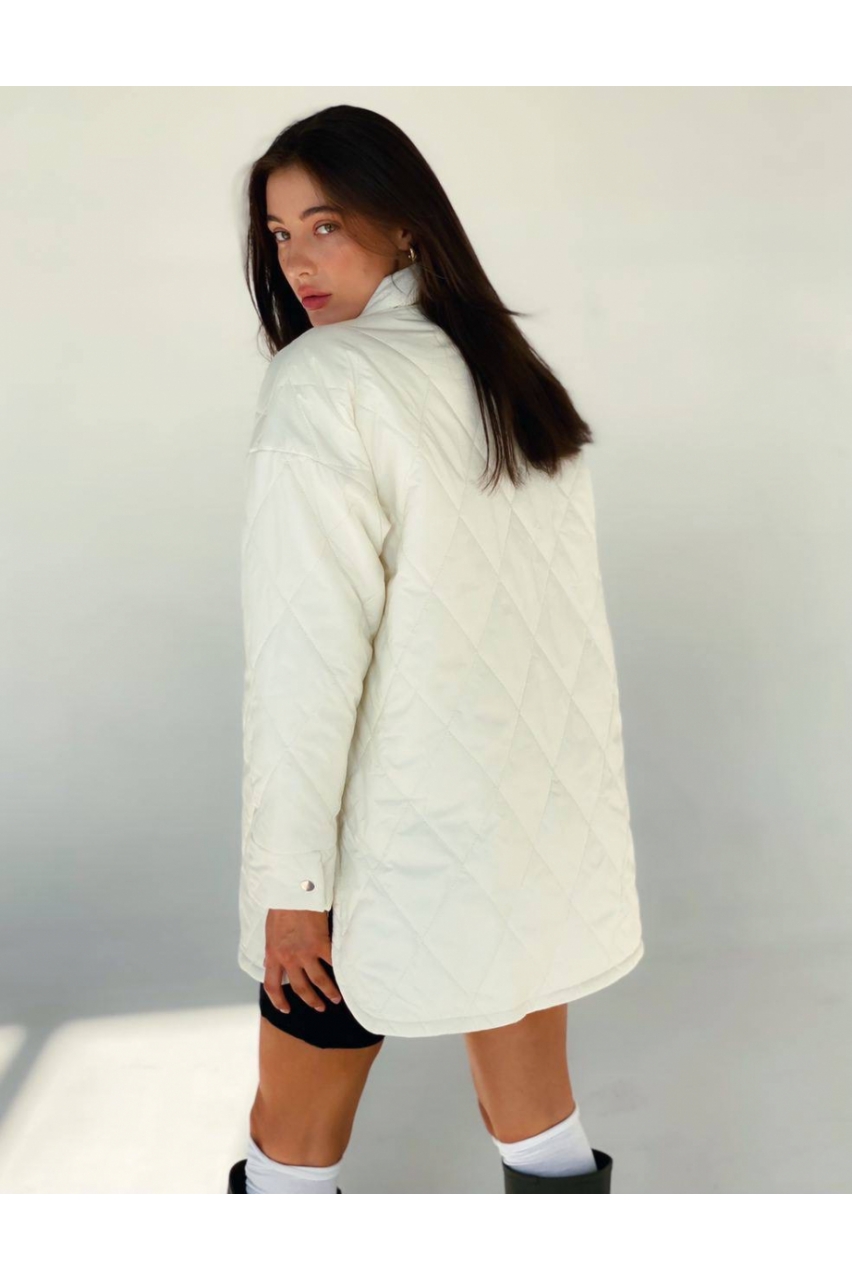 Стьобана куртка-сорочка 1457  Білий