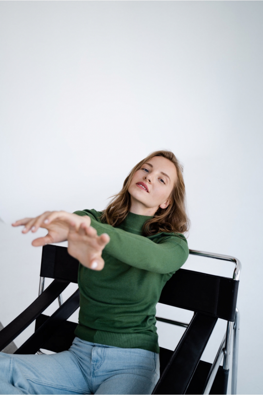 Гольф кашемір з горловиною стійка Chiara Трав'яний