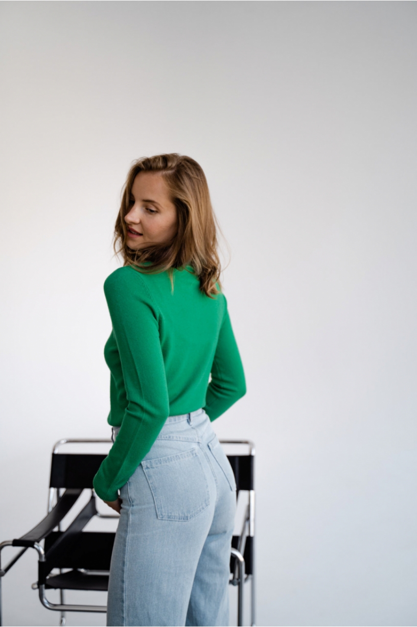 Гольф кашемір з горловиною стійка Chiara Зелений