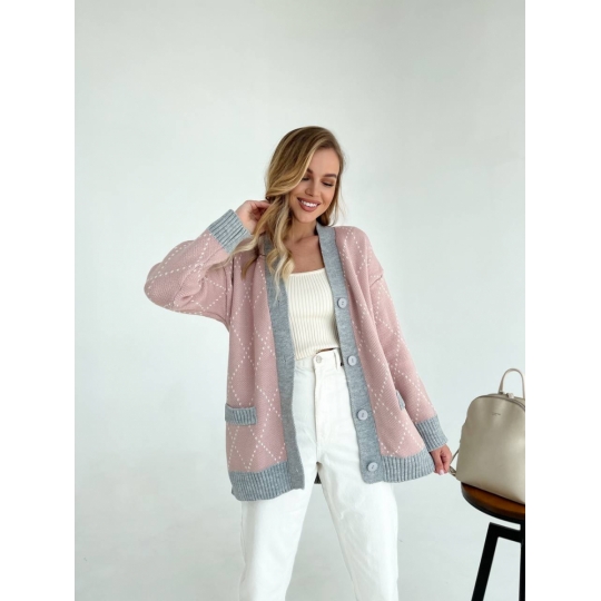 Кардиган KULYA Рожевий-сірий