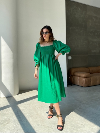 Сукня з льону Крісті Зелений