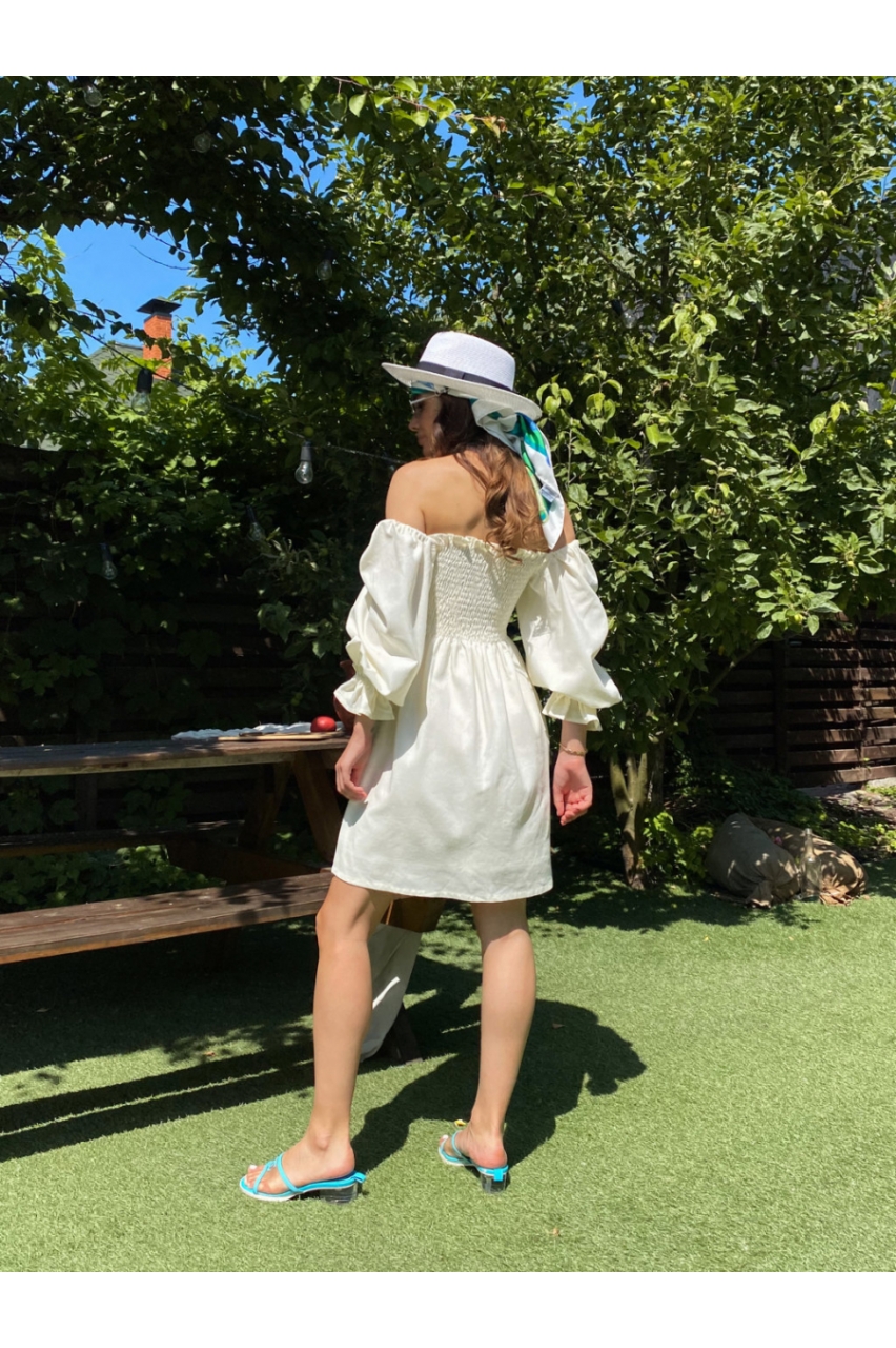 Сукня з льону Крісті Міні Молочний