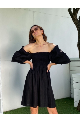 Сукня з льону Крісті Міні Чорний