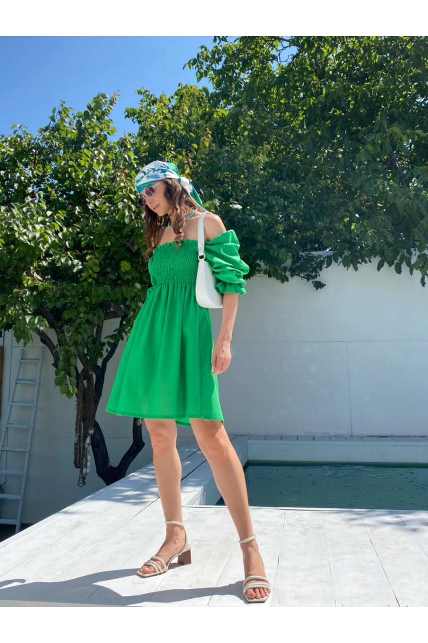Сукня з льону Крісті Міні Зелений