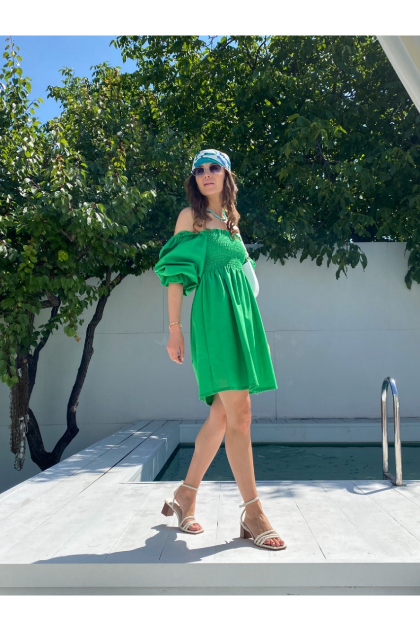Сукня з льону Крісті Міні Зелений
