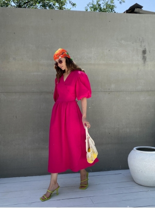Сукня Лукас на запах Міді Муслін Малиновий