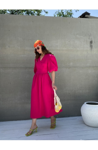 Сукня Лукас на запах Міді Муслін Малиновий