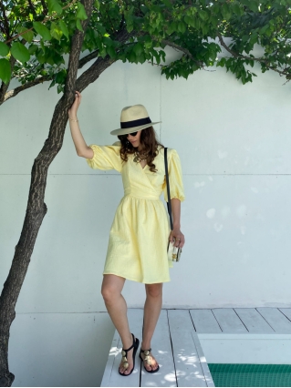 Сукня Лукас на запах Міні Муслін Жовтий