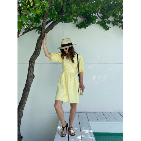 Сукня Лукас на запах Міні Муслін Жовтий