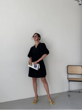 Сукня Лукас на запах Міні Муслін Чорний