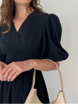 Сукня Лукас на запах Міді Муслін Чорний