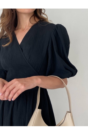 Сукня Лукас на запах Міді Муслін Чорний