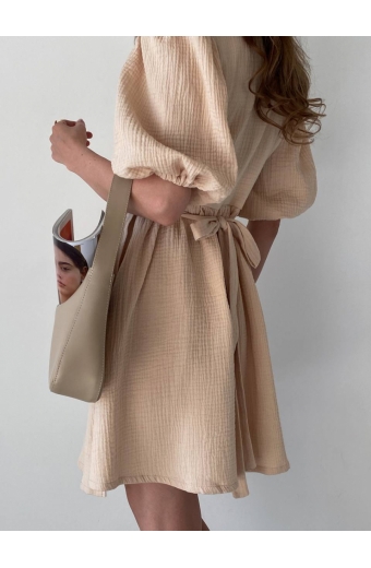 Сукня Лукас на запах Міні Муслін Бежевий