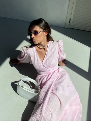 Сукня Лукас на запах Міді Муслін Пудра