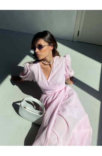 Сукня Лукас на запах Міді Муслін Пудра