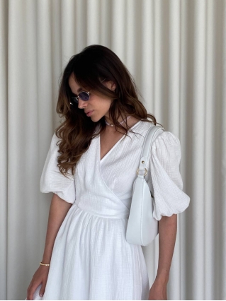 Сукня Лукас на запах Міді Муслін Молочний