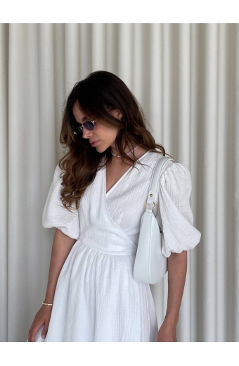 Сукня Лукас на запах Міді Муслін Молочний